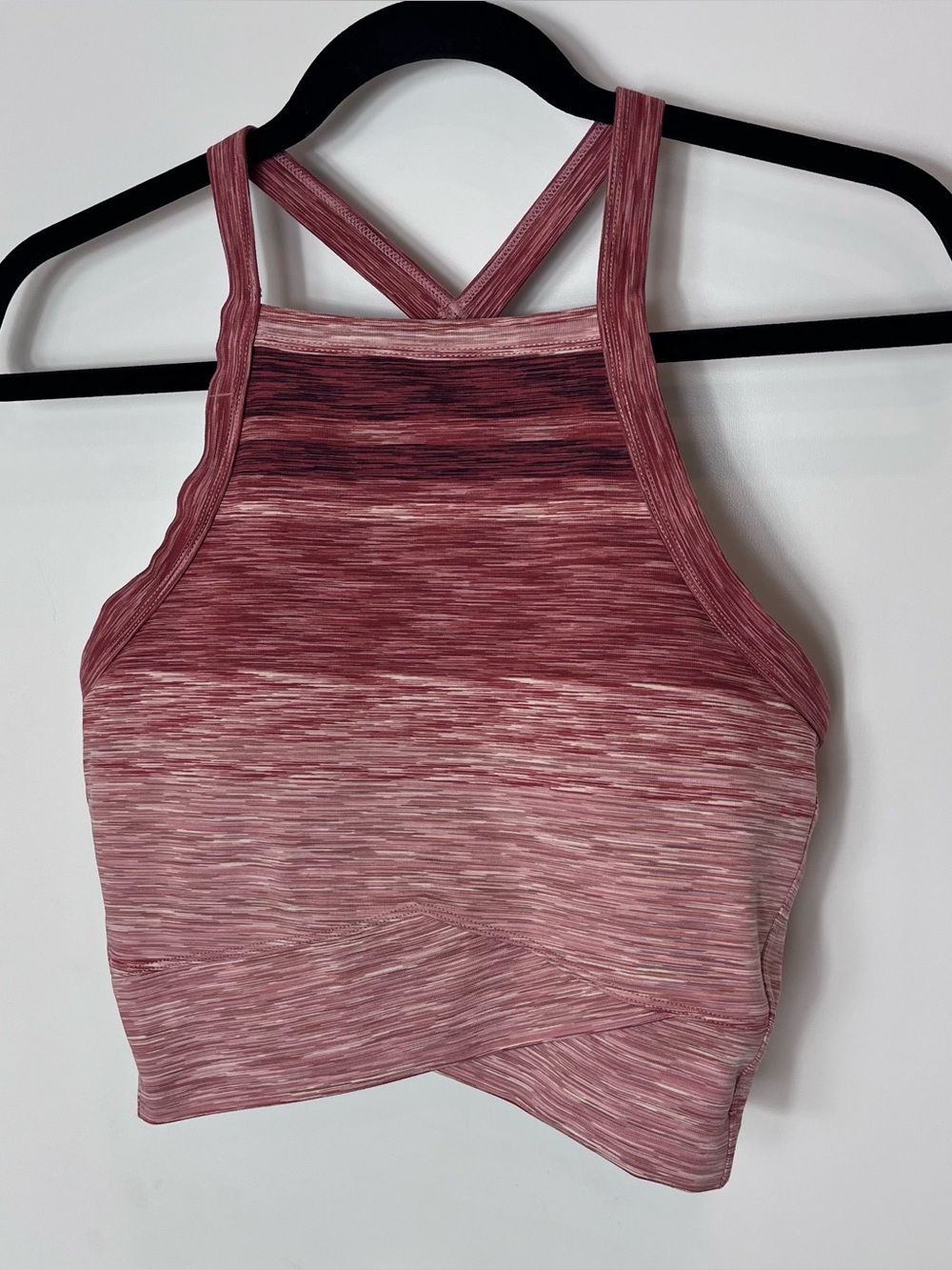 prAna Blazing Star Cross Bralette Autumn Stripe Heathered Red Small Active Top